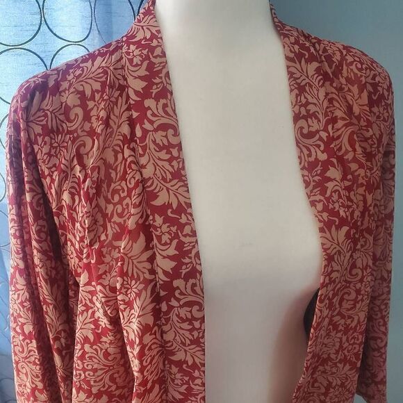 TOBI maroon and cream sheer cardigan shawl - Picture 4 of 10